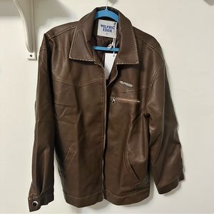 NWT Aelfric Eden Leather Vintage Oversized Unisex Zip-Up Motorcycle Jacket